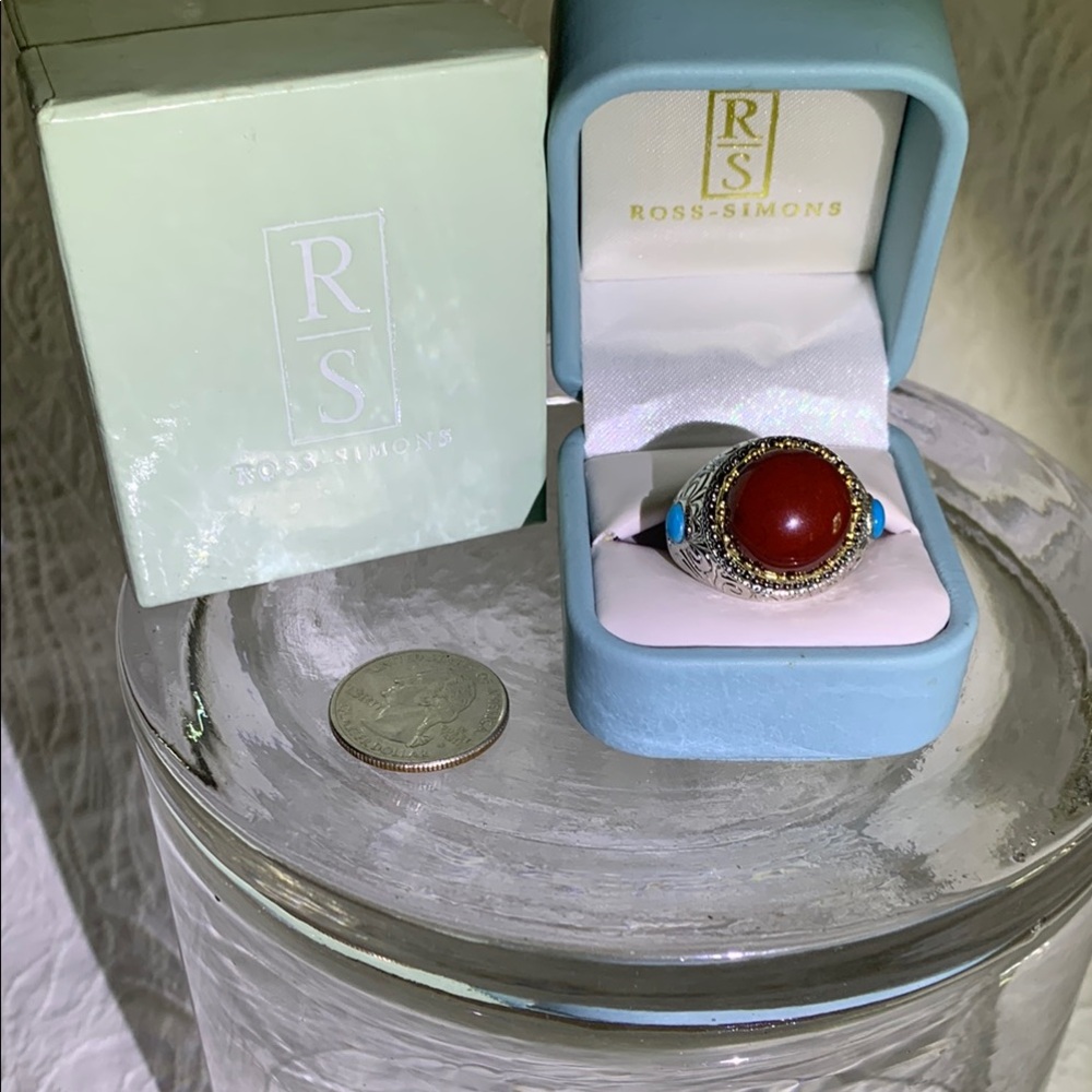 Ross-Simons Stunning Carnelian Turquoise & Sterling Silver stamped 925 Ring